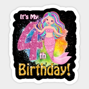 Kids 4 Year Old (It'S My 4Th Birthday) Mermaid Outfit Sticker